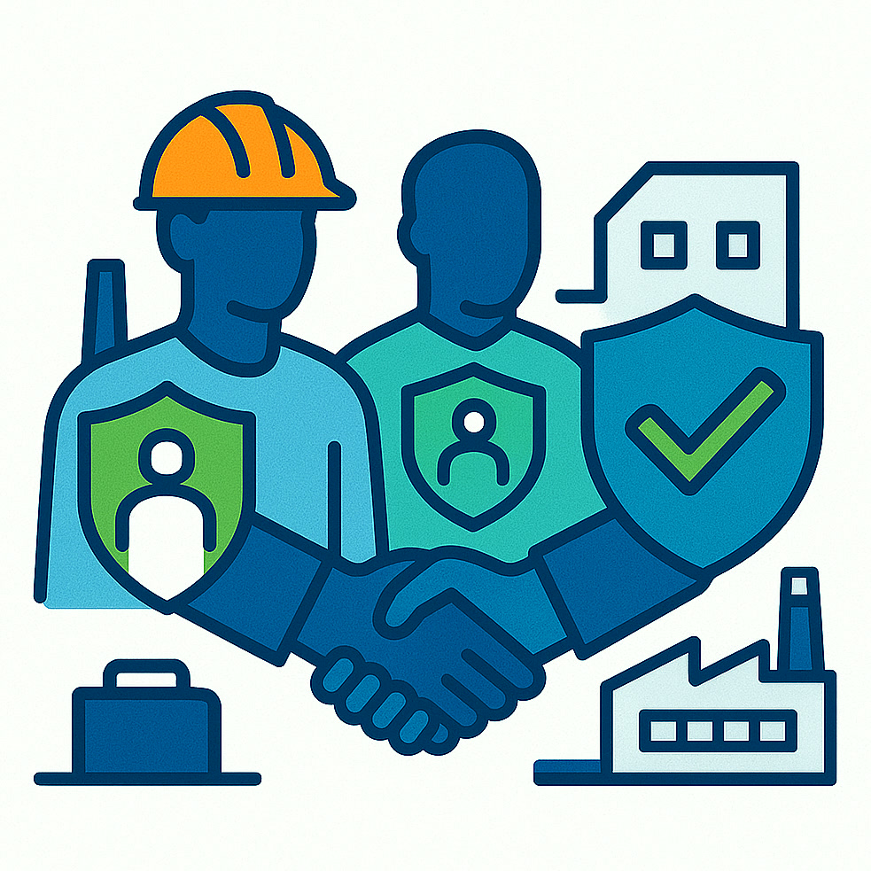 Illustrazione dei diritti umani, del lavoro equo, della sicurezza e delle responsabilità sul luogo di lavoro